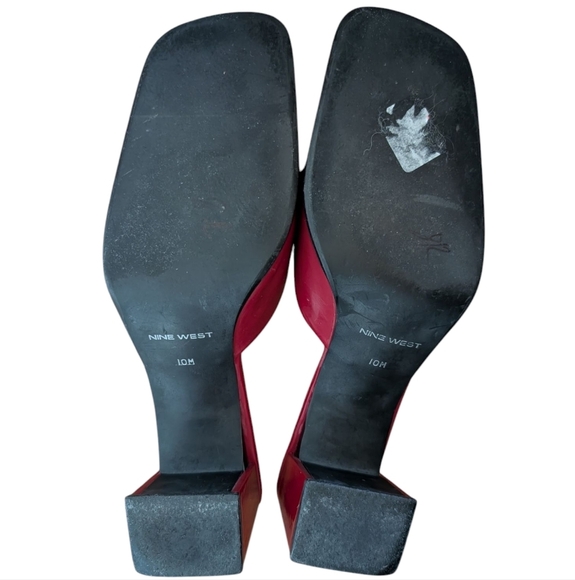 Nine West Virginia Y2K 90s Red Women's Block Heel Mules sz 10 - Picture 7 of 8